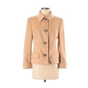 Escada Tan Wool Blend Padded Shoulders Blazer